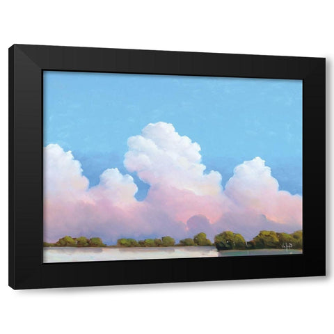 River and Sky Meet The Clouds Black Modern Wood Framed Art Print by Hawkins, William