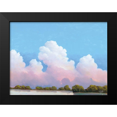 River and Sky Meet The Clouds Black Modern Wood Framed Art Print by Hawkins, William