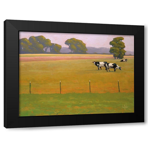 Black and White Among the Green and Gold Black Modern Wood Framed Art Print by Hawkins, William