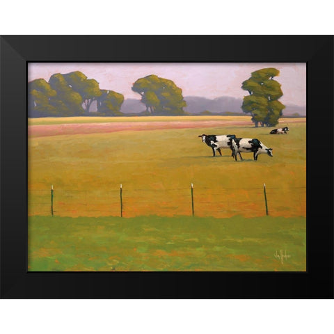 Black and White Among the Green and Gold Black Modern Wood Framed Art Print by Hawkins, William