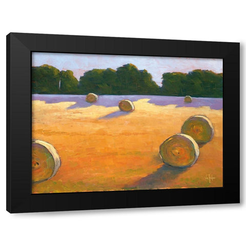 While The Hay Shines Black Modern Wood Framed Art Print by Hawkins, William