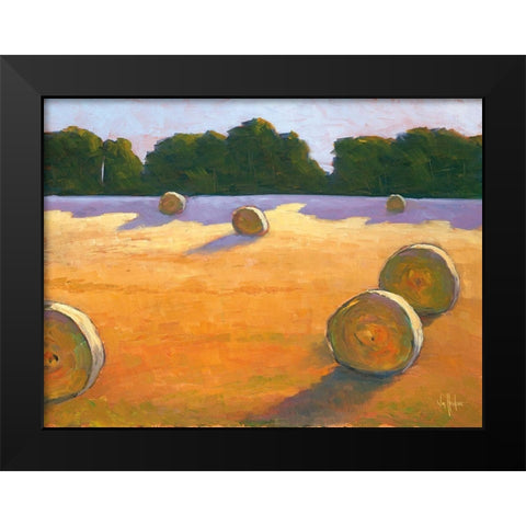 While The Hay Shines Black Modern Wood Framed Art Print by Hawkins, William