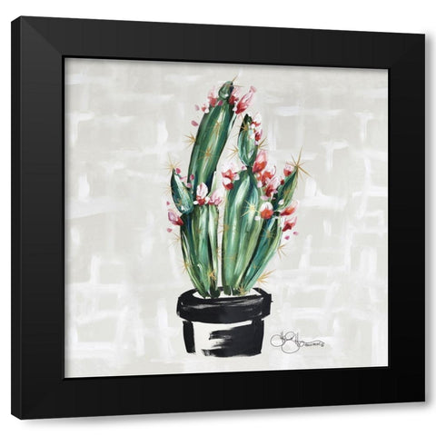 Blooming Cactus Black Modern Wood Framed Art Print by Hollihocks Art