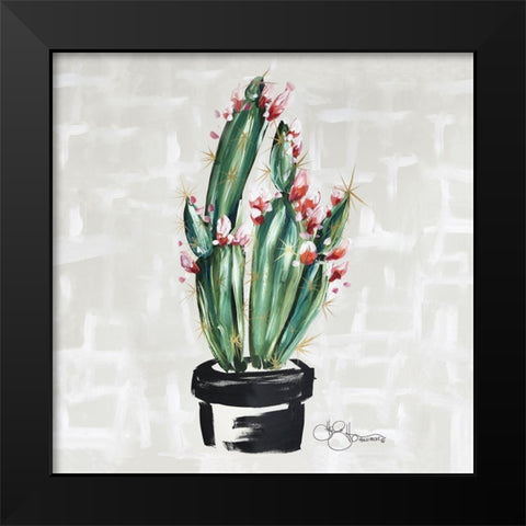 Blooming Cactus Black Modern Wood Framed Art Print by Hollihocks Art