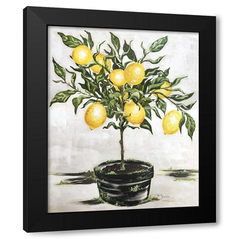 Lemon Tree Black Modern Wood Framed Art Print with Double Matting by Hollihocks Art