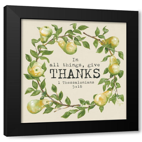 Give Thanks Black Modern Wood Framed Art Print with Double Matting by Hollihocks Art