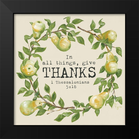 Give Thanks Black Modern Wood Framed Art Print by Hollihocks Art