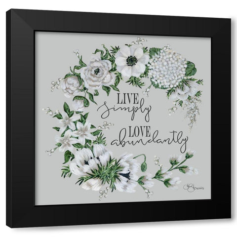 Live Simply Black Modern Wood Framed Art Print by Hollihocks Art