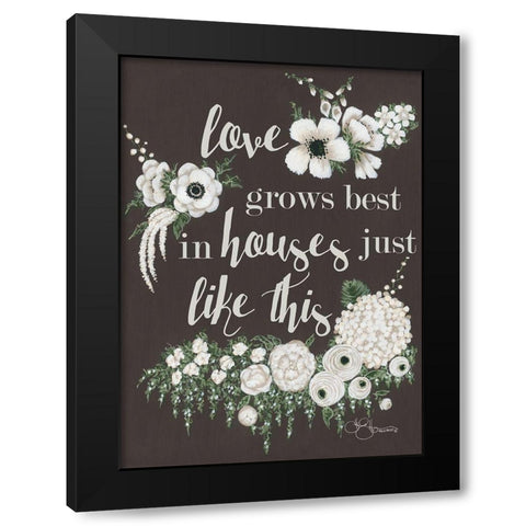 Love Grows Black Modern Wood Framed Art Print by Hollihocks Art
