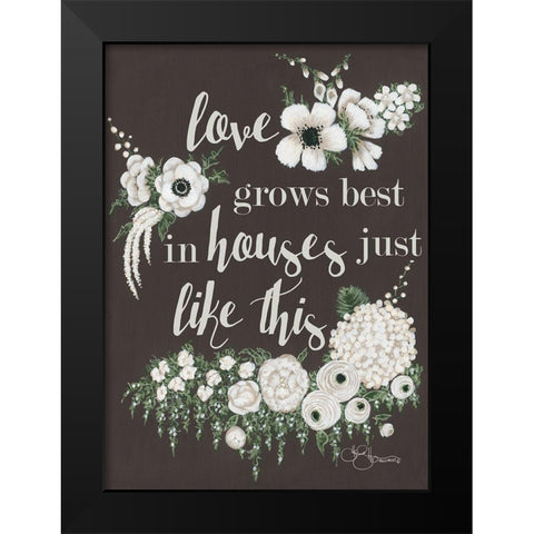 Love Grows Black Modern Wood Framed Art Print by Hollihocks Art