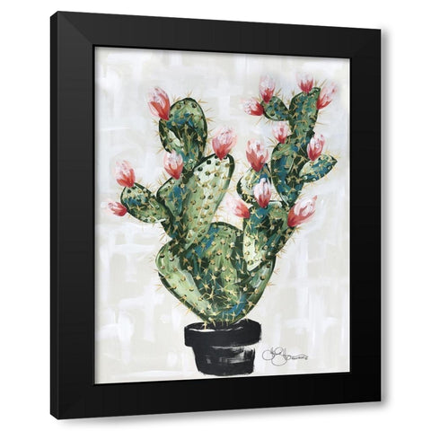 Cactus Black Modern Wood Framed Art Print with Double Matting by Hollihocks Art