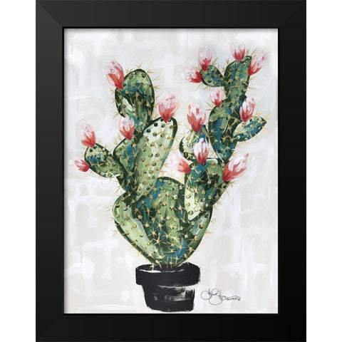 Cactus Black Modern Wood Framed Art Print by Hollihocks Art