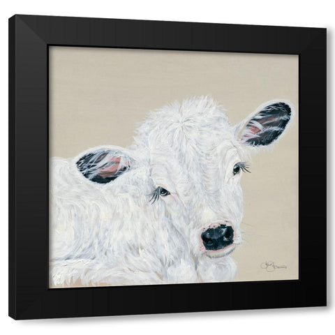 White Calf Black Modern Wood Framed Art Print with Double Matting by Holllihocks Art