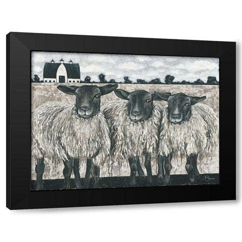 Three Sheep Black Modern Wood Framed Art Print with Double Matting by Hollihocks Art