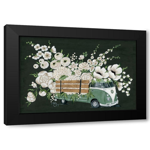 VW Bus Black Black Modern Wood Framed Art Print with Double Matting by Holllihocks Art