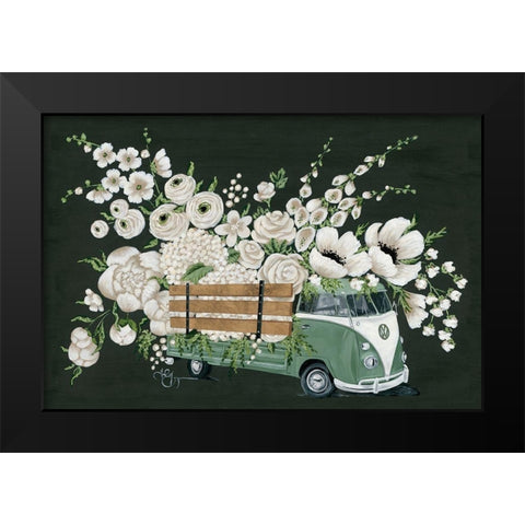 VW Bus Black Black Modern Wood Framed Art Print by Holllihocks Art