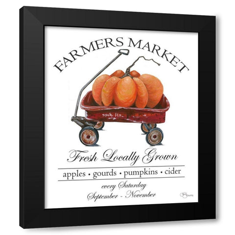 Farmers Market Sign Black Modern Wood Framed Art Print by Holllihocks Art