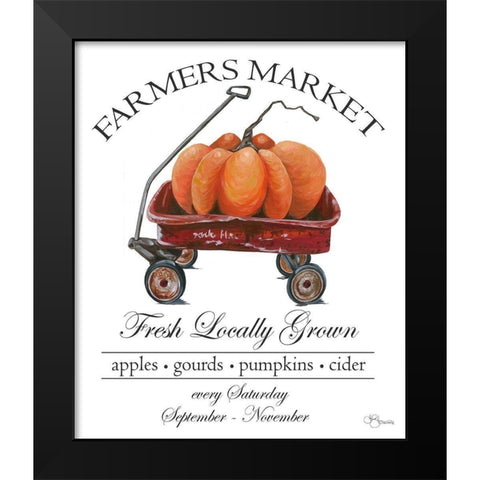 Farmers Market Sign Black Modern Wood Framed Art Print by Holllihocks Art