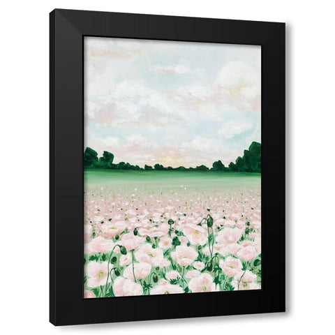 Pink Poppies Black Modern Wood Framed Art Print by Hollihocks Art