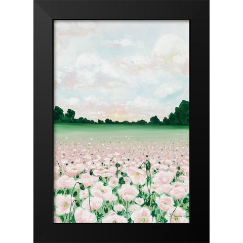 Pink Poppies Black Modern Wood Framed Art Print by Hollihocks Art