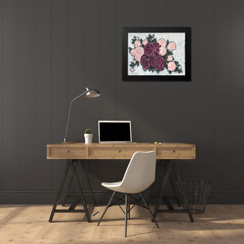 English Roses Black Modern Wood Framed Art Print by Holllihocks Art