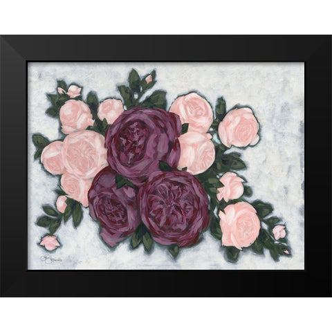 English Roses Black Modern Wood Framed Art Print by Holllihocks Art