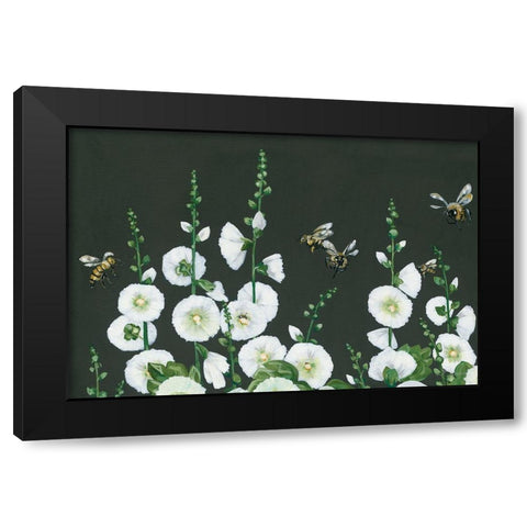 Bees Black Modern Wood Framed Art Print with Double Matting by Holllihocks Art