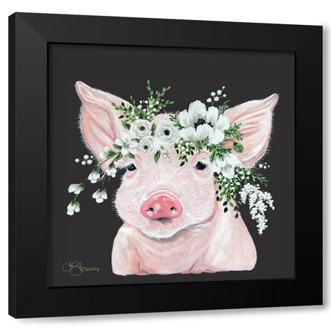 Poppy the Pig Black Modern Wood Framed Art Print with Double Matting by Hollihocks Art