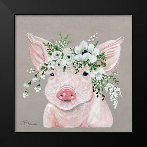 Poppy the Pig      Black Modern Wood Framed Art Print by Hollihocks Art
