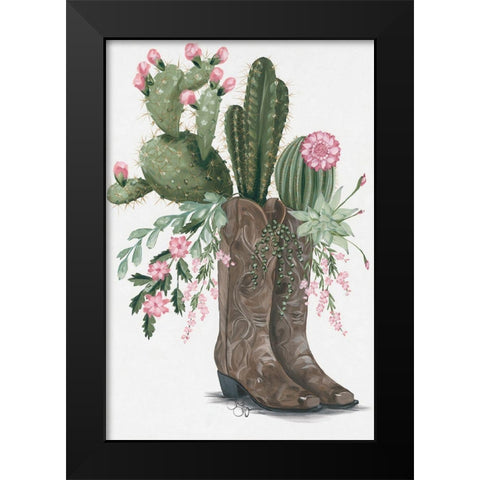 Cactus Boots    Black Modern Wood Framed Art Print by Hollihocks Art