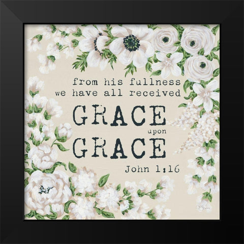 Grace Upon Grace Black Modern Wood Framed Art Print by Hollihocks Art