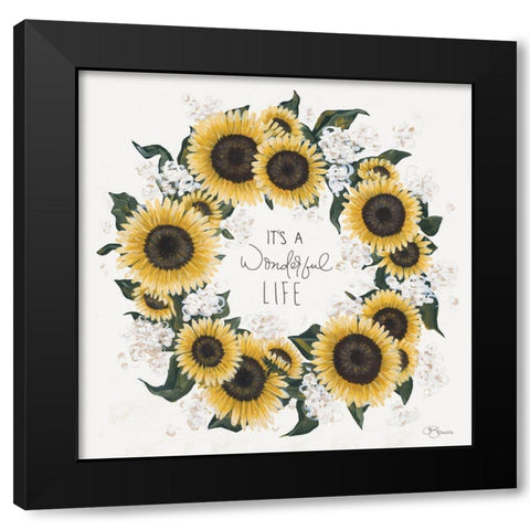 Its A Wonderful Life Wreath Black Modern Wood Framed Art Print by Hollihocks Art