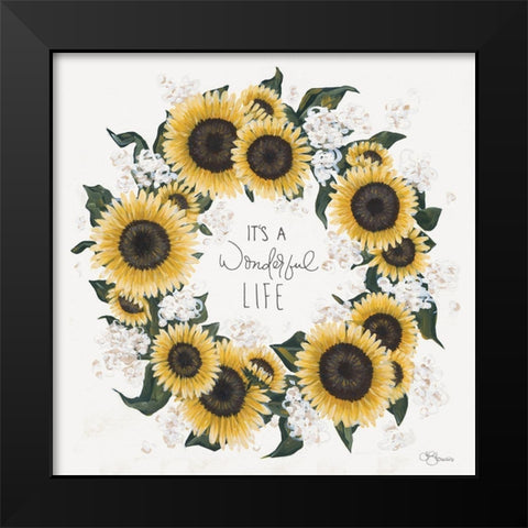 Its A Wonderful Life Wreath Black Modern Wood Framed Art Print by Hollihocks Art