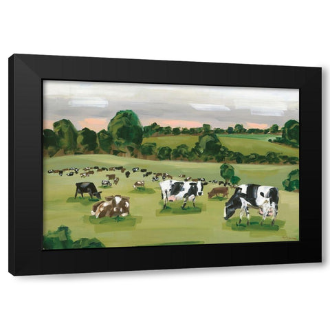 Abstract Field of Cows    Black Modern Wood Framed Art Print with Double Matting by Hollihocks Art