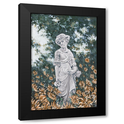 Here in the Garden  Black Modern Wood Framed Art Print with Double Matting by Hollihocks Art