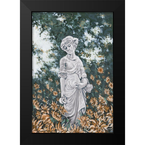 Here in the Garden  Black Modern Wood Framed Art Print by Hollihocks Art