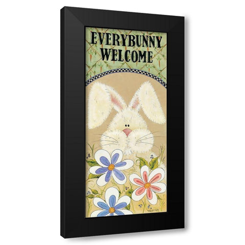 Every Bunny Welcome Black Modern Wood Framed Art Print by Hilliker, Lisa