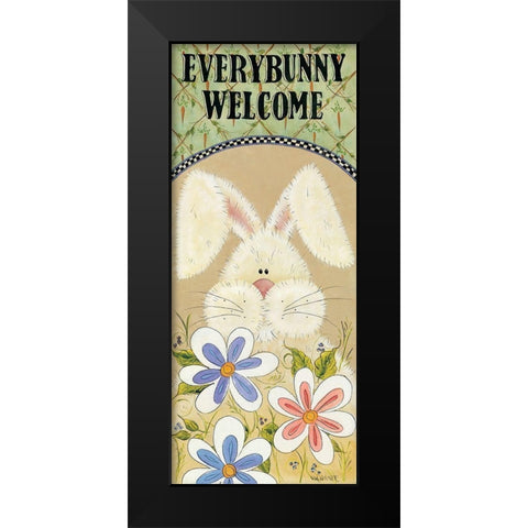 Every Bunny Welcome Black Modern Wood Framed Art Print by Hilliker, Lisa