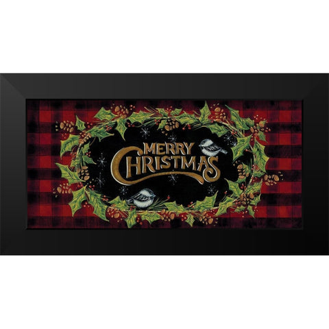 Chickadee Christmas Black Modern Wood Framed Art Print by Hilliker, Lisa