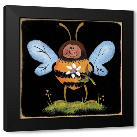 Buzzy Black Modern Wood Framed Art Print by Hilliker, Lisa