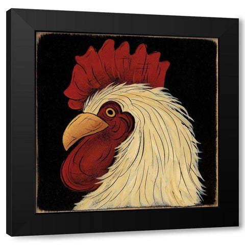 Mr. Rooster Black Modern Wood Framed Art Print with Double Matting by Hilliker, Lisa