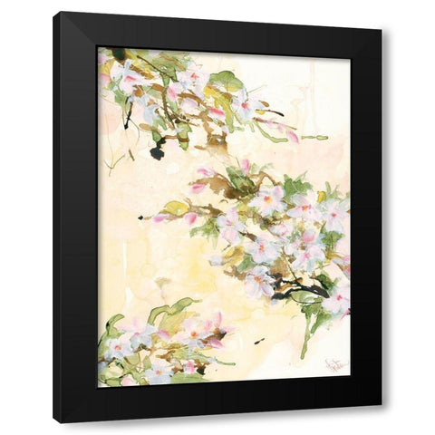 Cherry Blossoms Black Modern Wood Framed Art Print by Holden, Jennifer