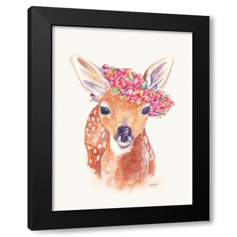 Sweet Fawn Black Modern Wood Framed Art Print with Double Matting by Holden, Jennifer
