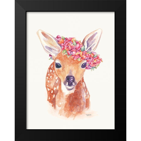 Sweet Fawn Black Modern Wood Framed Art Print by Holden, Jennifer