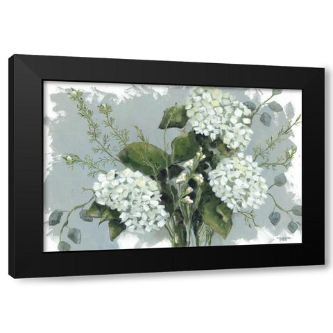 Hydrangeas in White Black Modern Wood Framed Art Print by Holden, Jennifer