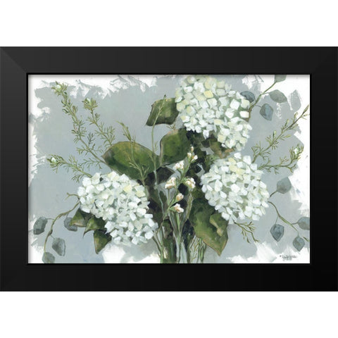 Hydrangeas in White Black Modern Wood Framed Art Print by Holden, Jennifer