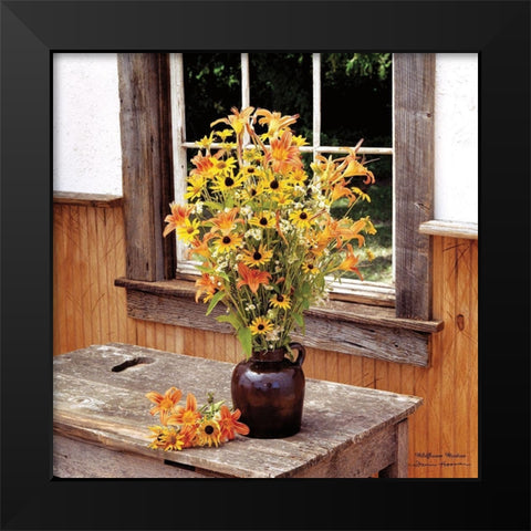 Wildflower Window Black Modern Wood Framed Art Print by Hoover, Irvin
