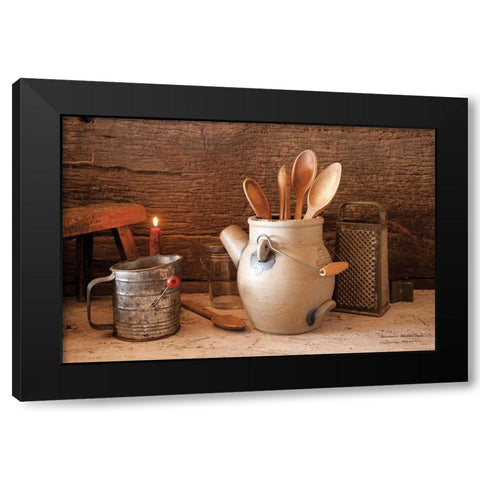 Grandmas Kitchen Tools Black Modern Wood Framed Art Print with Double Matting by Hoover, Irvin