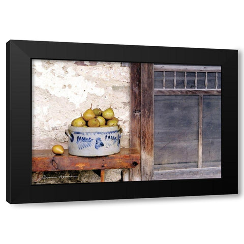 Bushel and a Peck Crock of Pears Black Modern Wood Framed Art Print by Hoover, Irvin