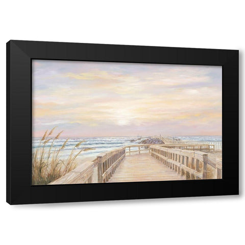 Ponce Inlet Jetty Sunrise Black Modern Wood Framed Art Print with Double Matting by Janisse, Georgia